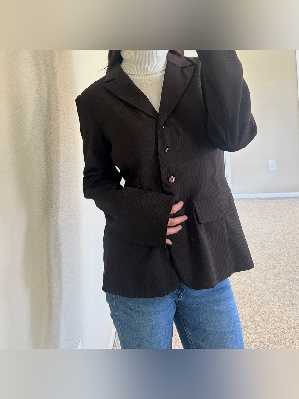 Vintage Dark Brown Pinstripe Women’s Blazer